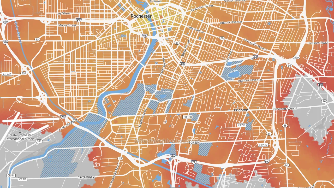 Transit Grade map of 14620, NY
