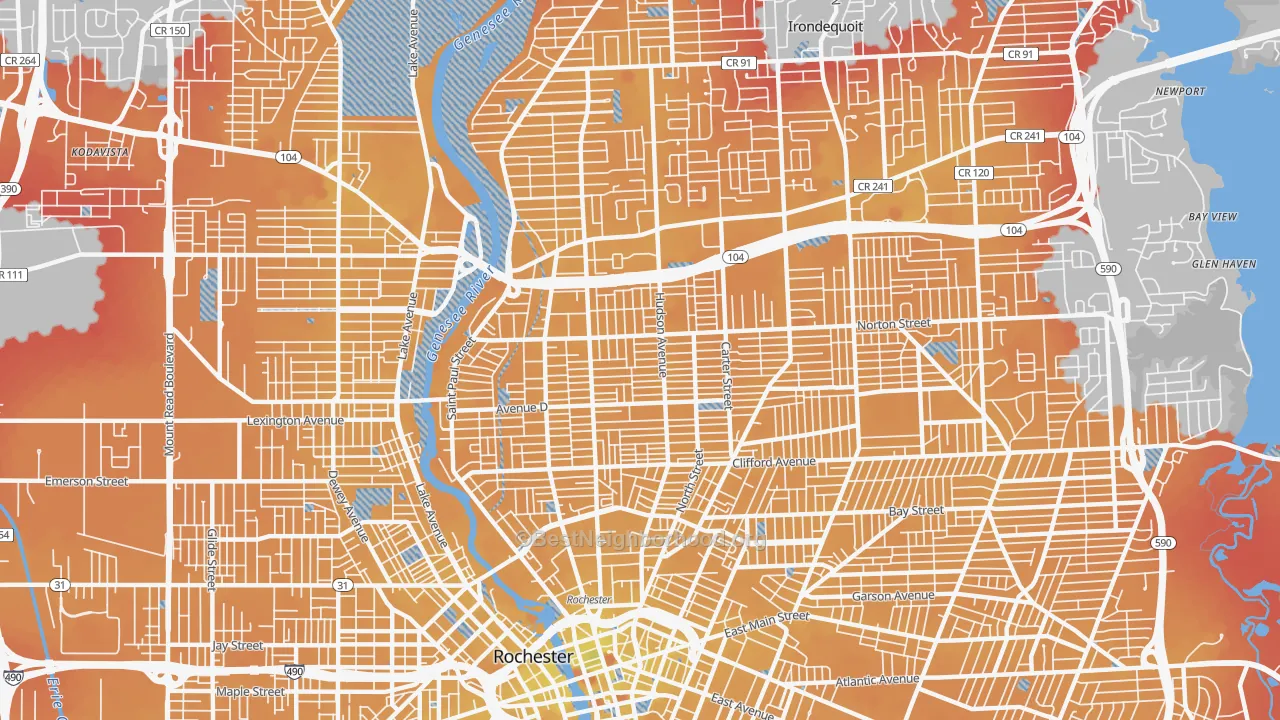 Transit Grade map of 14621, NY