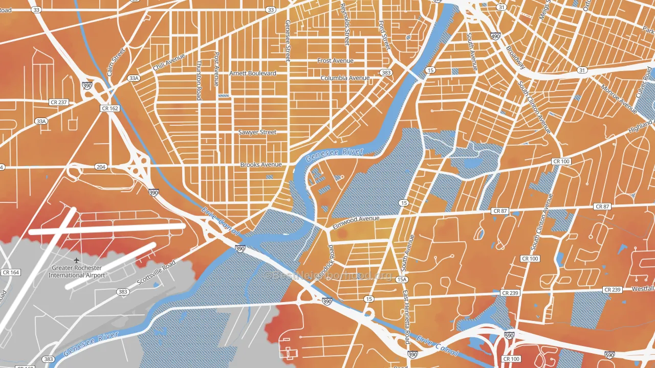 Transit Grade map of 14627, NY