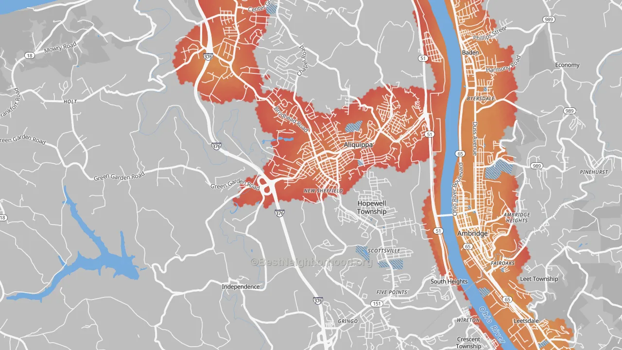 Transit Grade map of 15001, PA