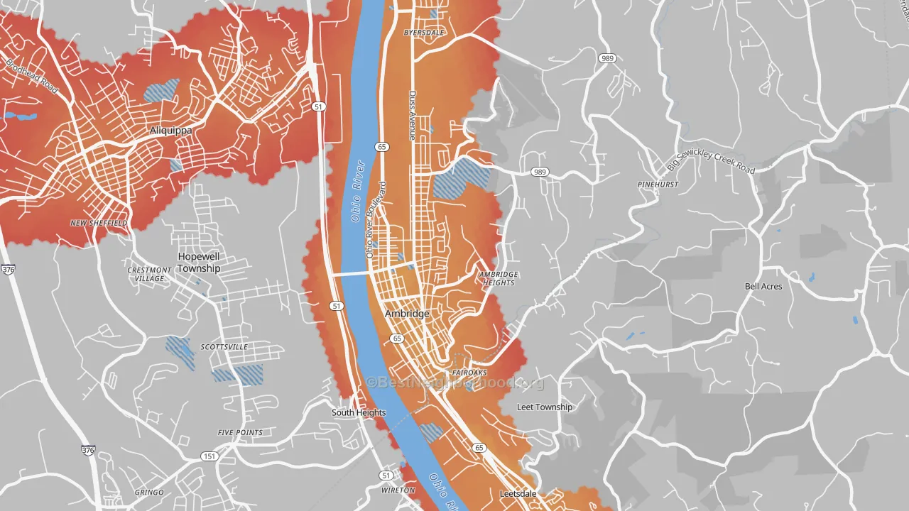 Transit Grade map of 15003, PA