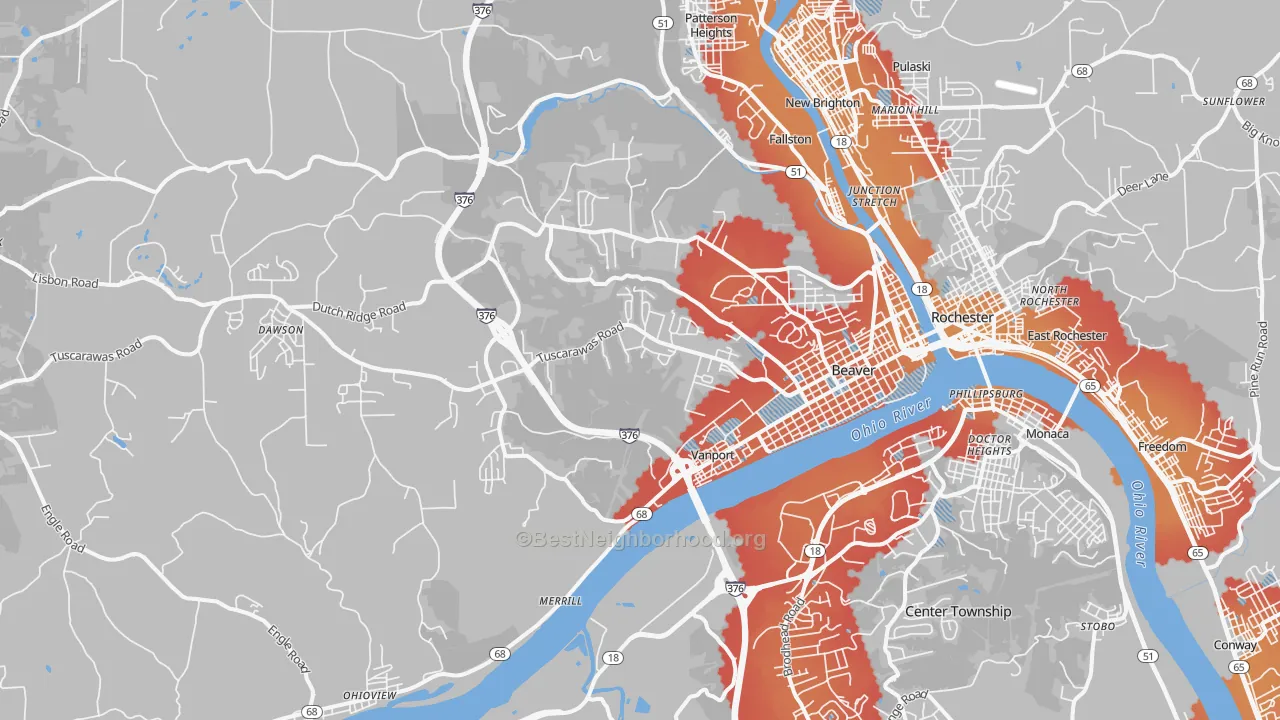 Transit Grade map of 15009, PA
