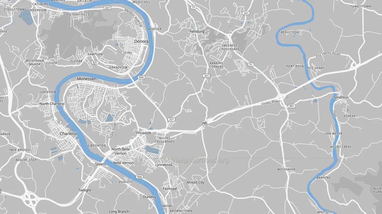 Transit Grade map of 15012, PA