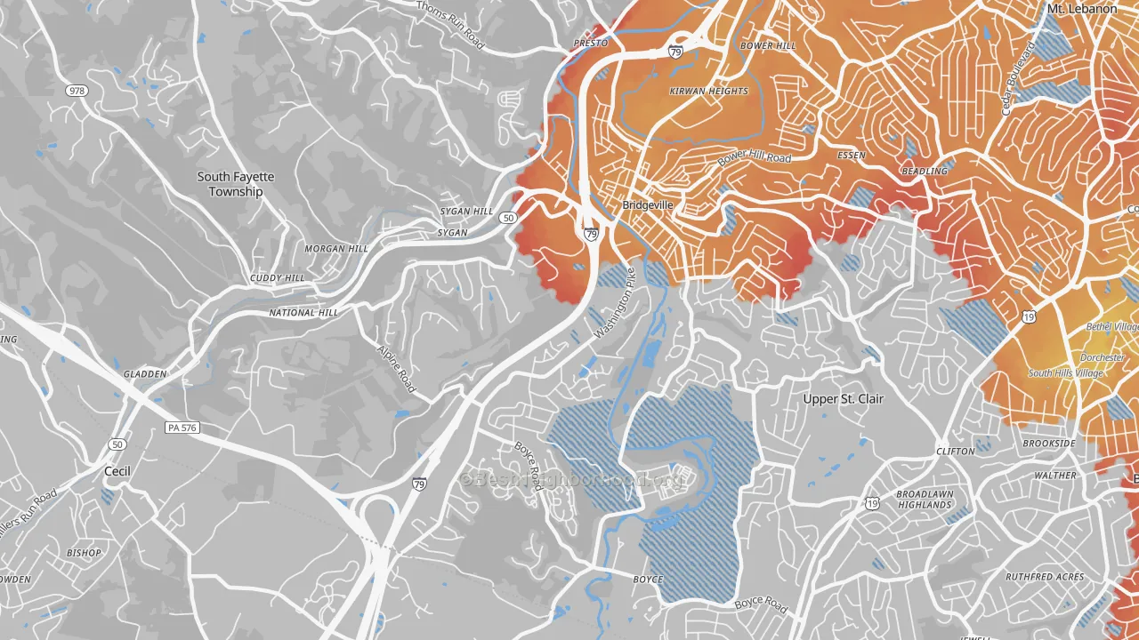 Transit Grade map of 15017, PA
