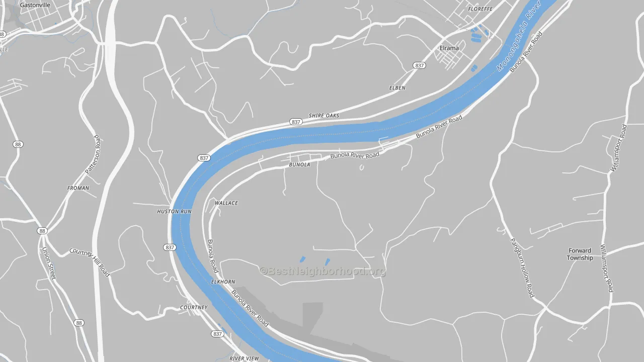 Transit Grade map of 15020, PA