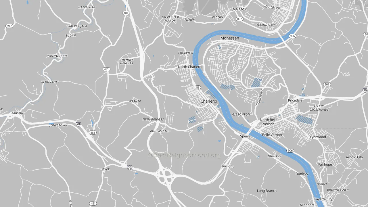 Transit Grade map of 15022, PA