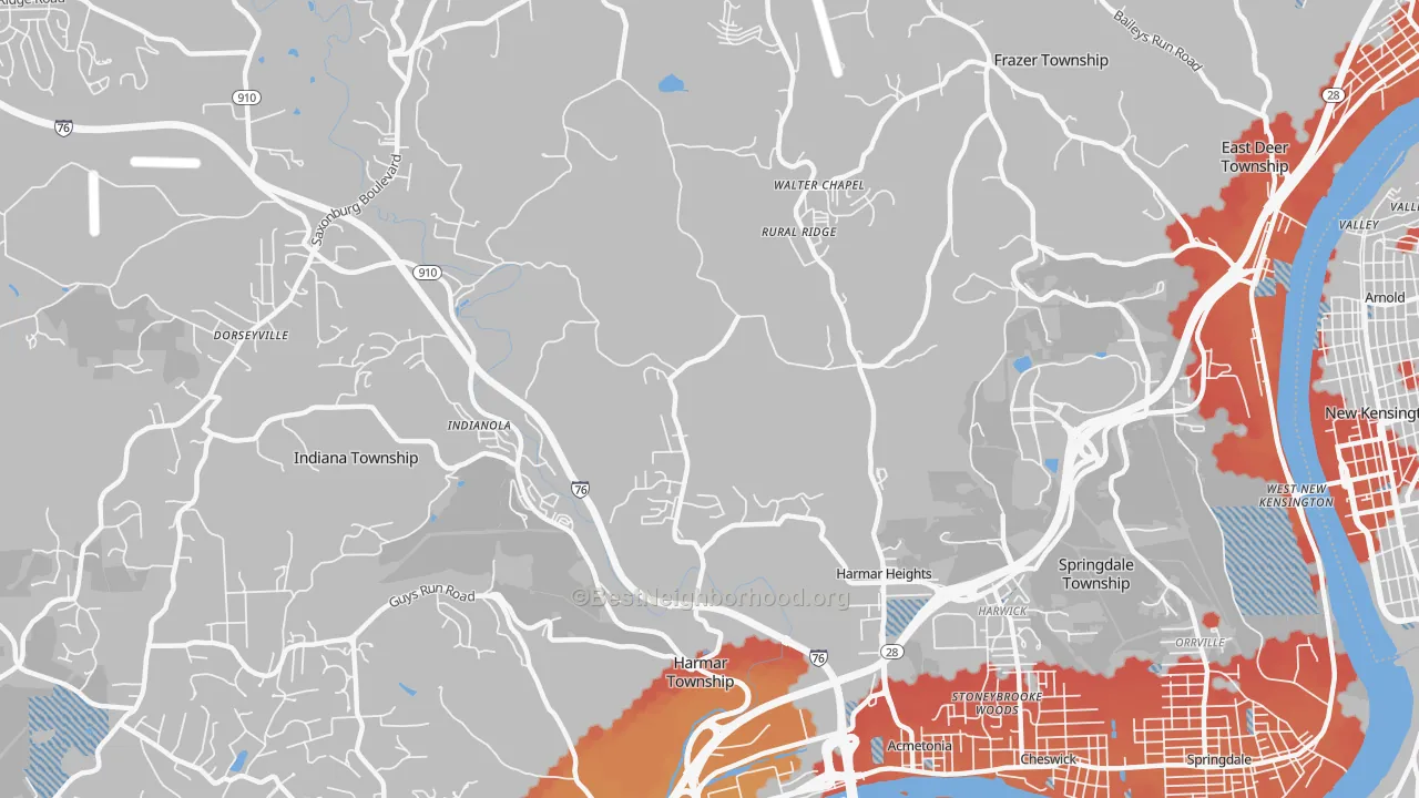 Transit Grade map of 15024, PA