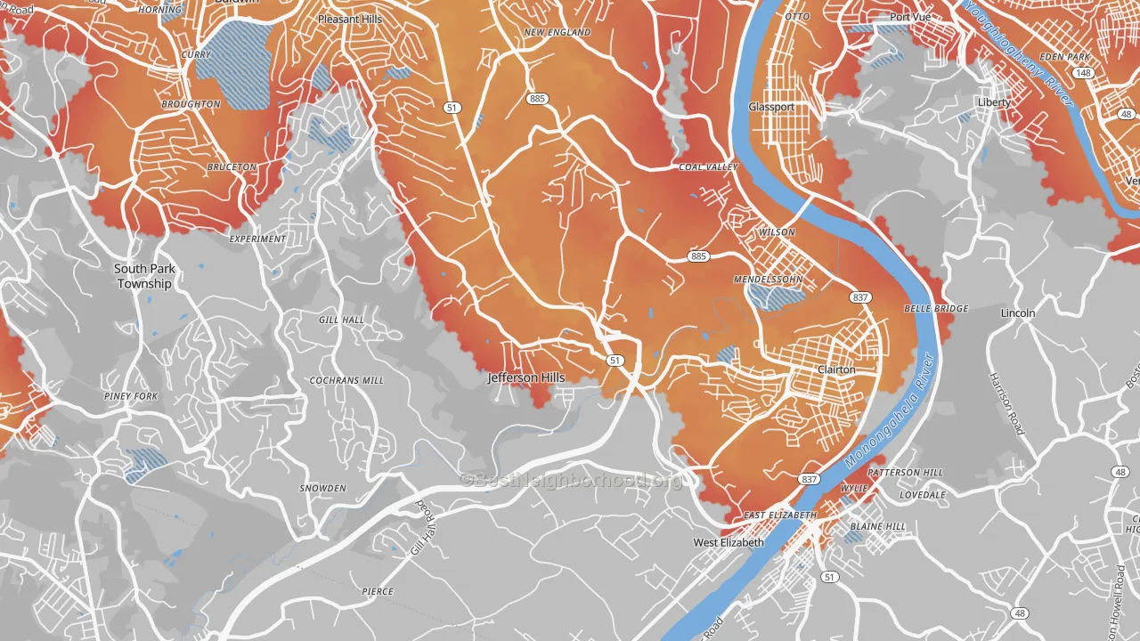 Transit Grade map of 15025, PA