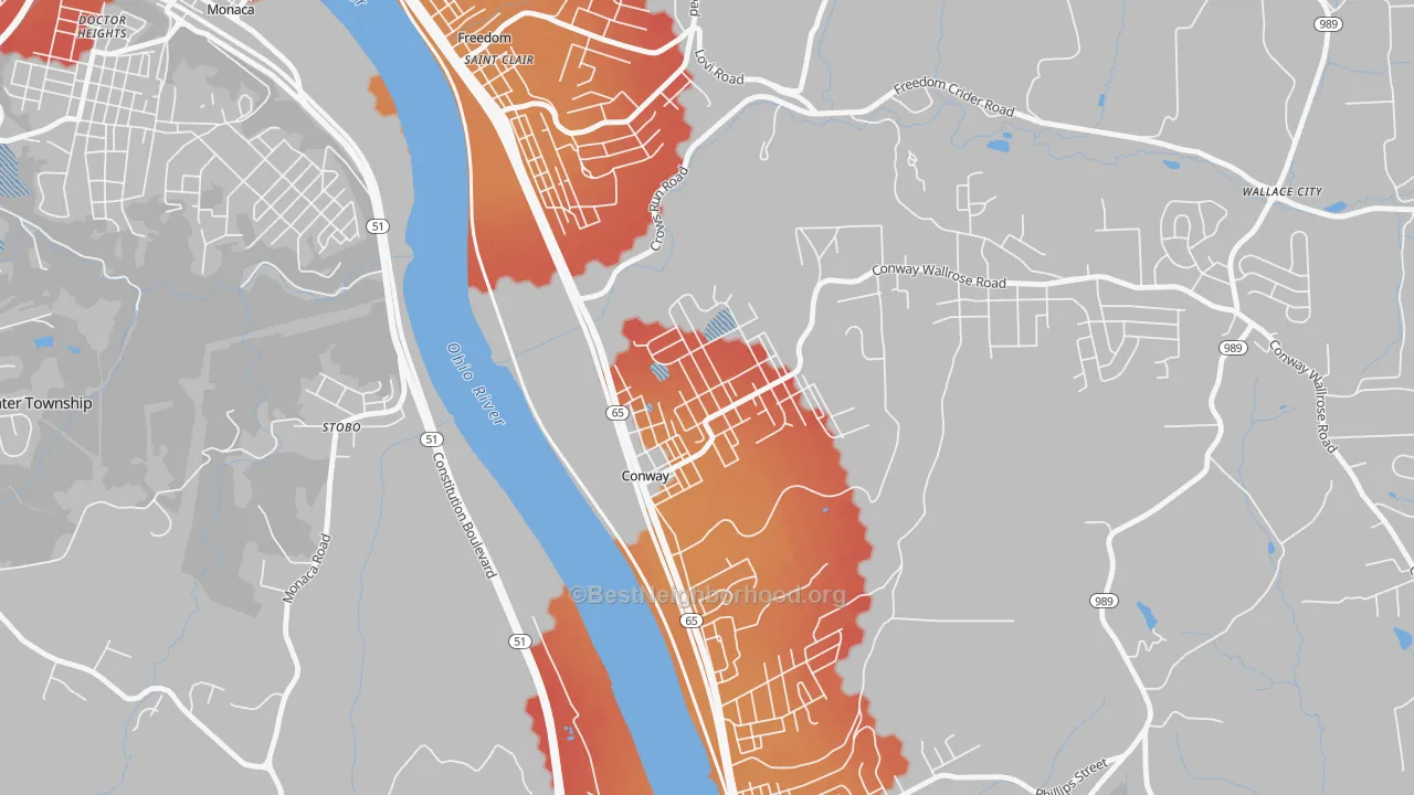 Transit Grade map of 15027, PA
