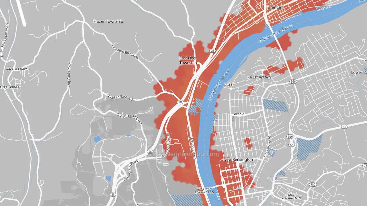 Transit Grade map of 15030, PA