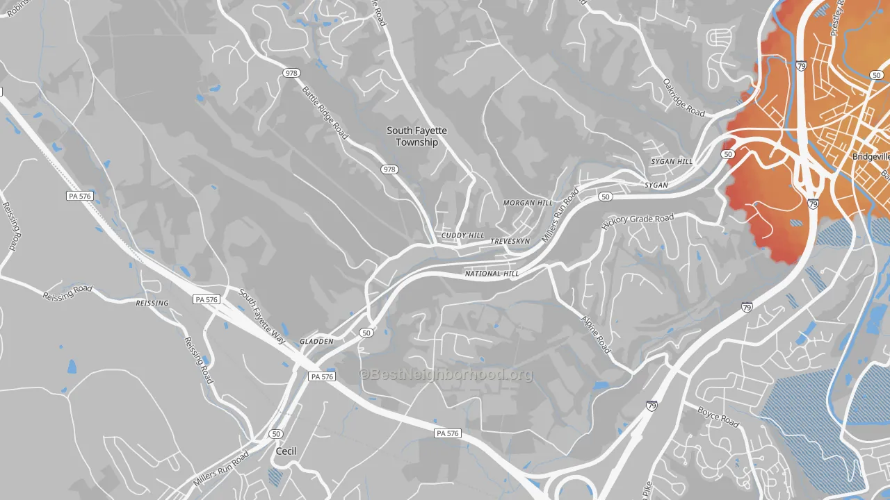 Transit Grade map of 15031, PA