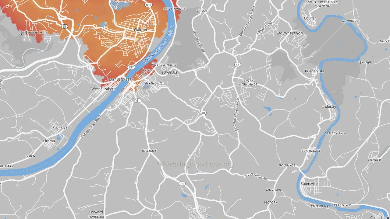 Transit Grade map of 15037, PA