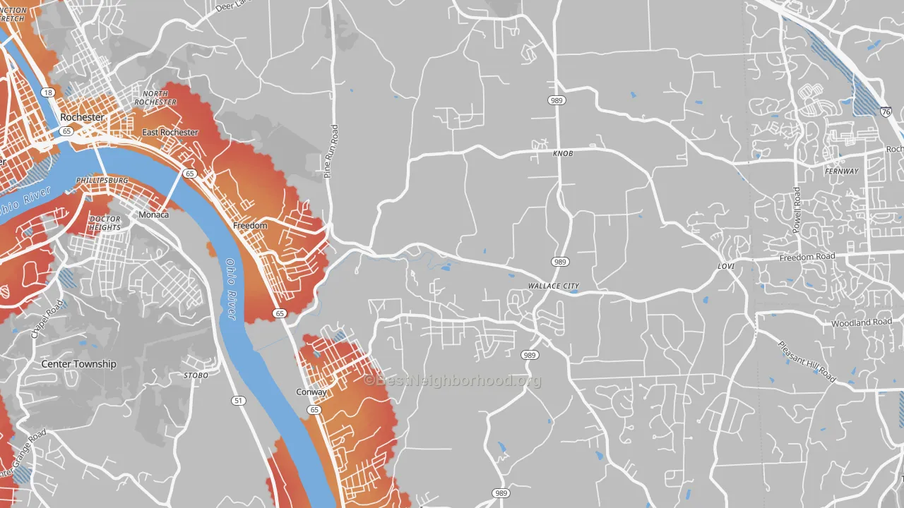 Transit Grade map of 15042, PA