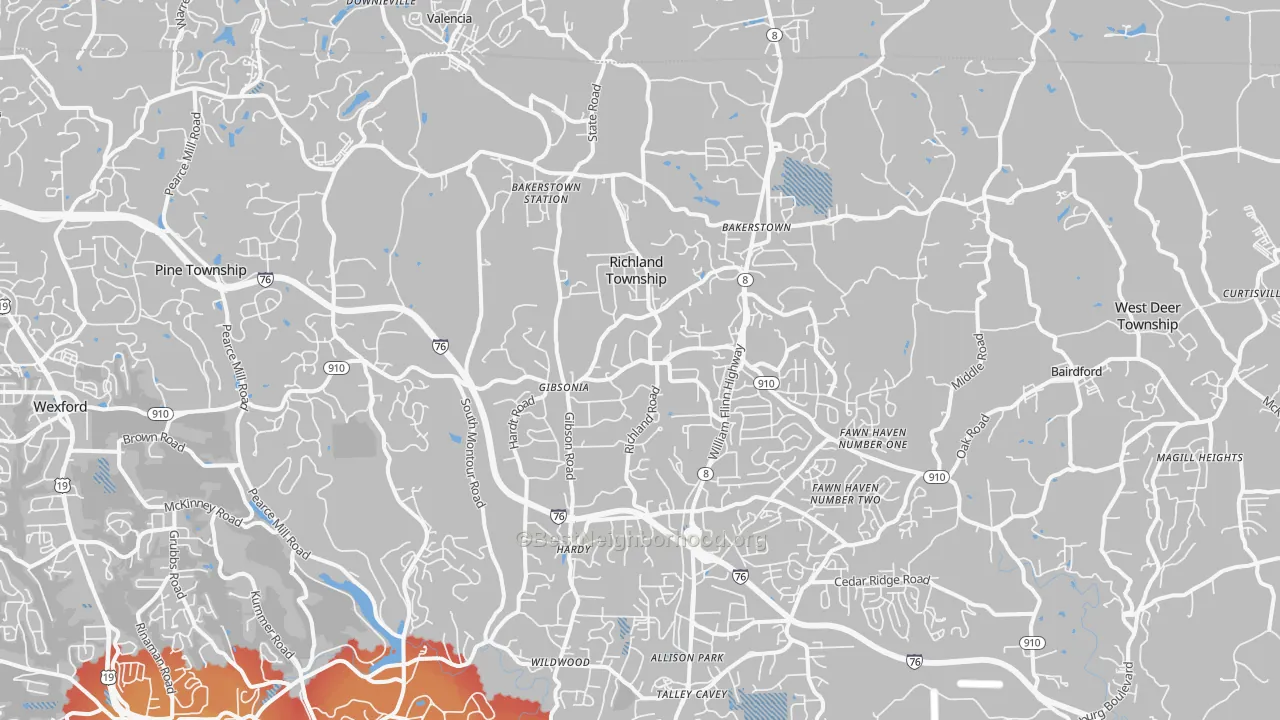 Transit Grade map of 15044, PA