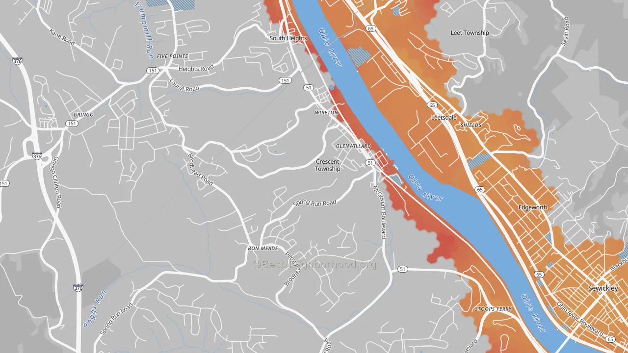 Transit Grade map of 15046, PA