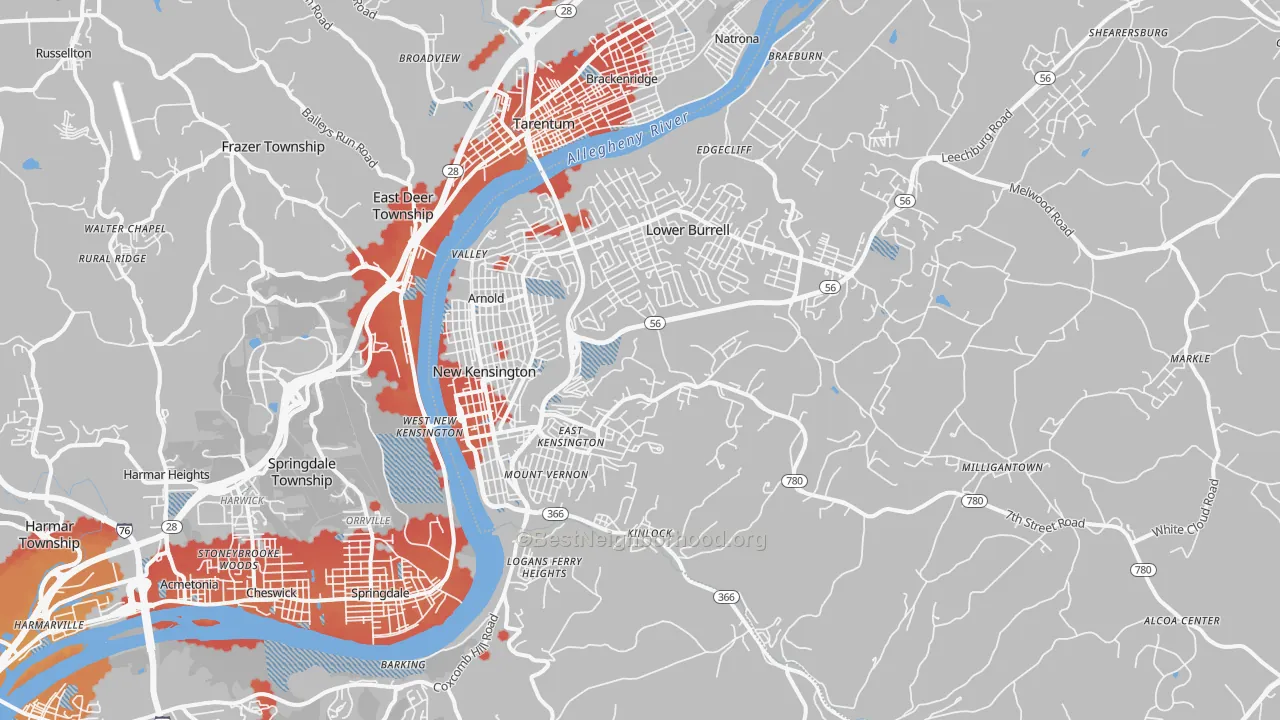 Transit Grade map of 15068, PA
