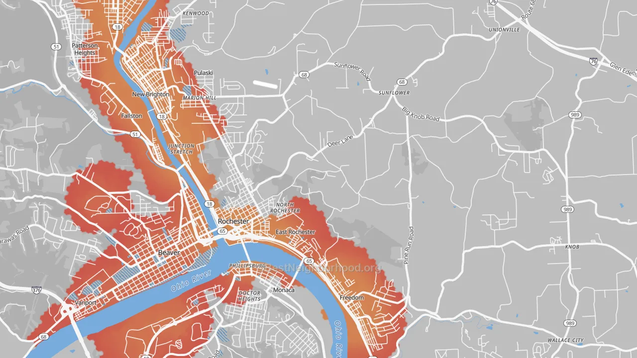 Transit Grade map of 15074, PA