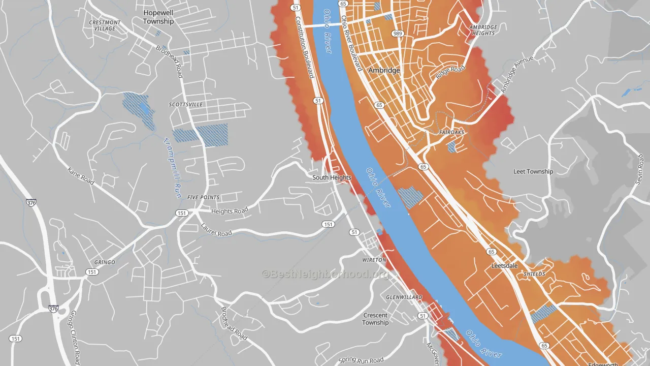 Transit Grade map of 15081, PA
