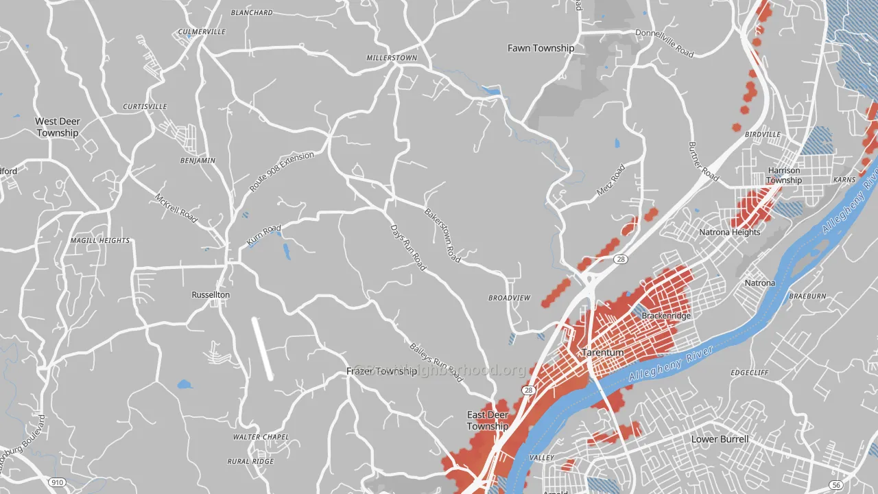 Transit Grade map of 15084, PA