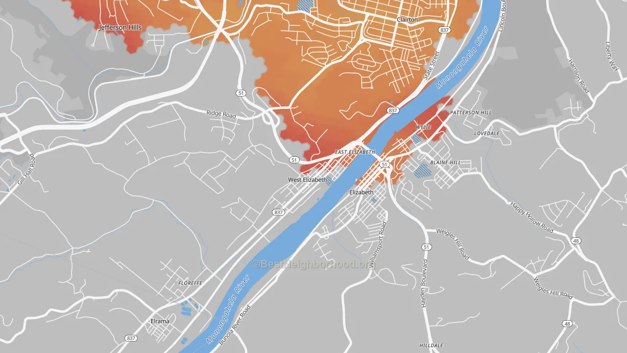 Transit Grade map of 15088, PA