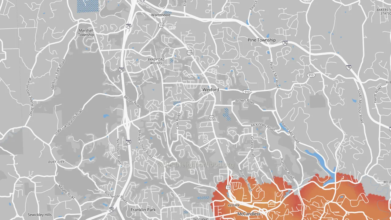 Transit Grade map of 15090, PA