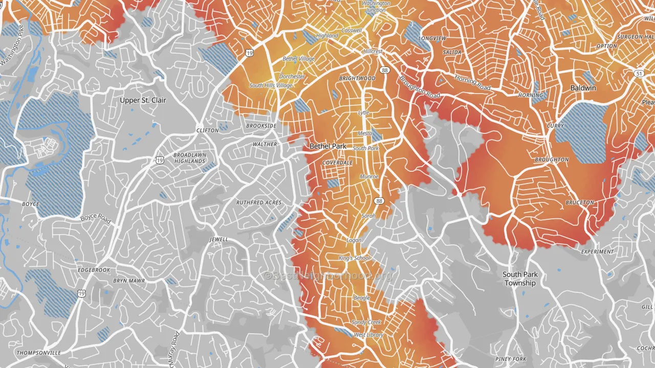 Transit Grade map of 15102, PA