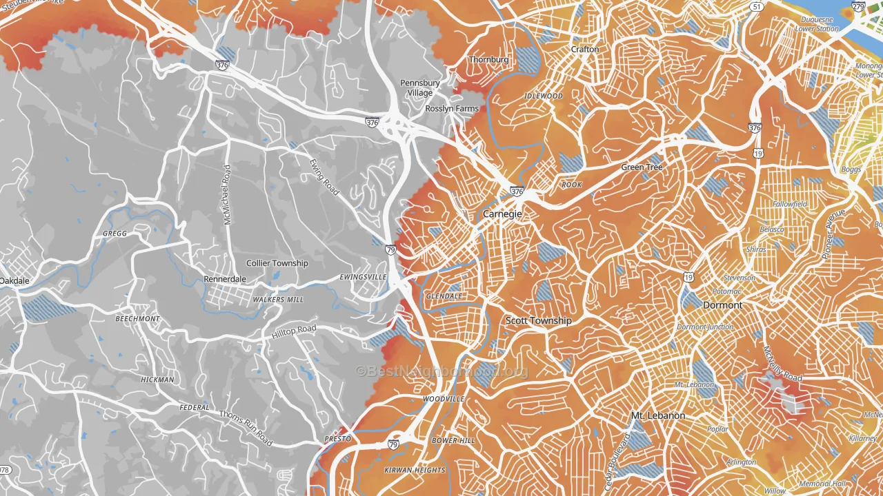 Transit Grade map of 15106, PA
