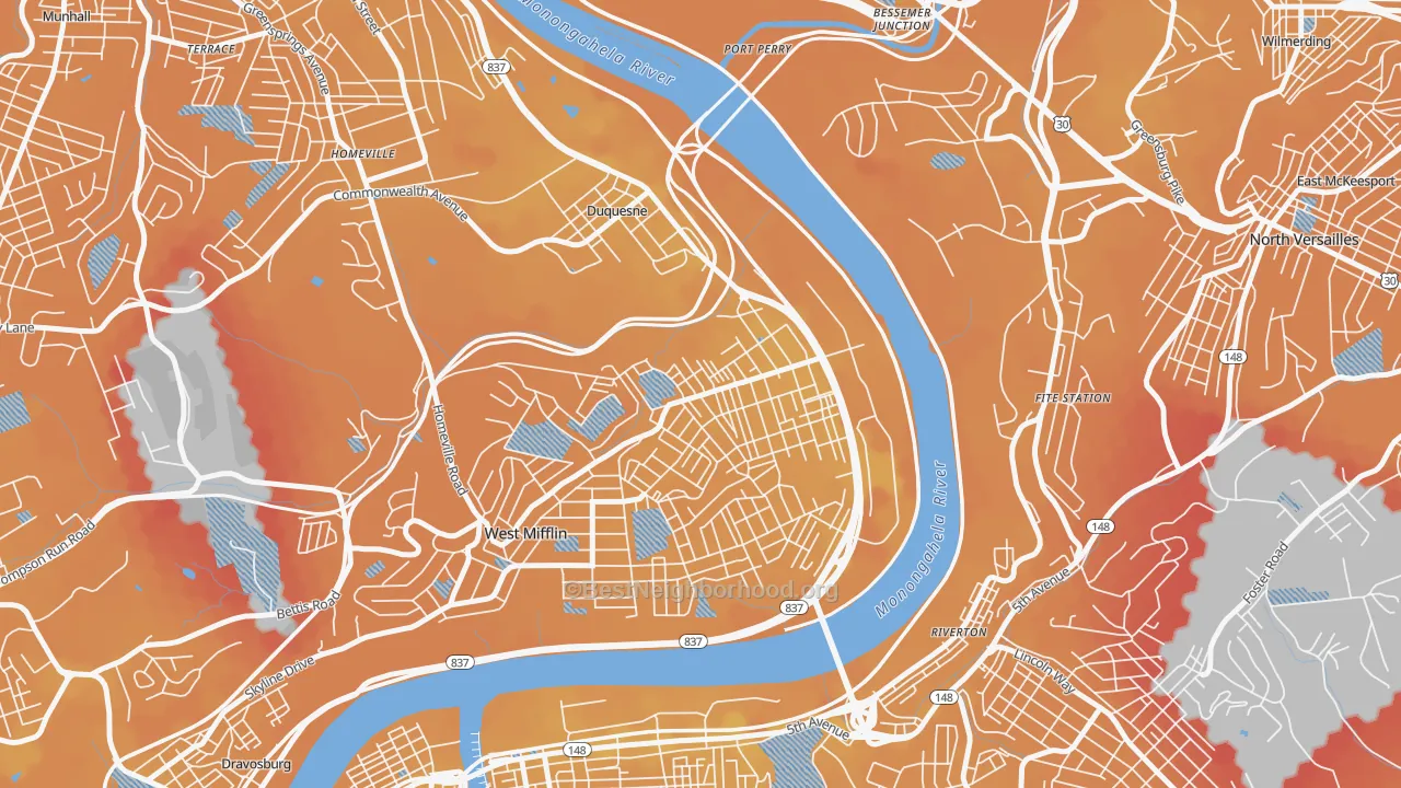Transit Grade map of 15110, PA