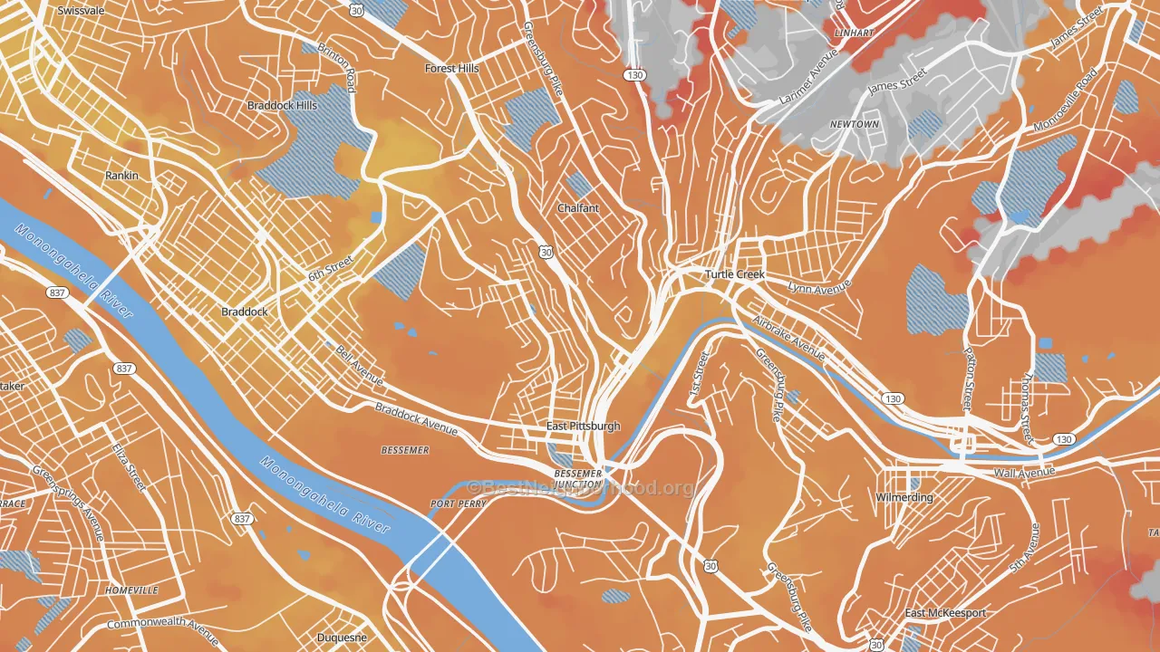 Transit Grade map of 15112, PA