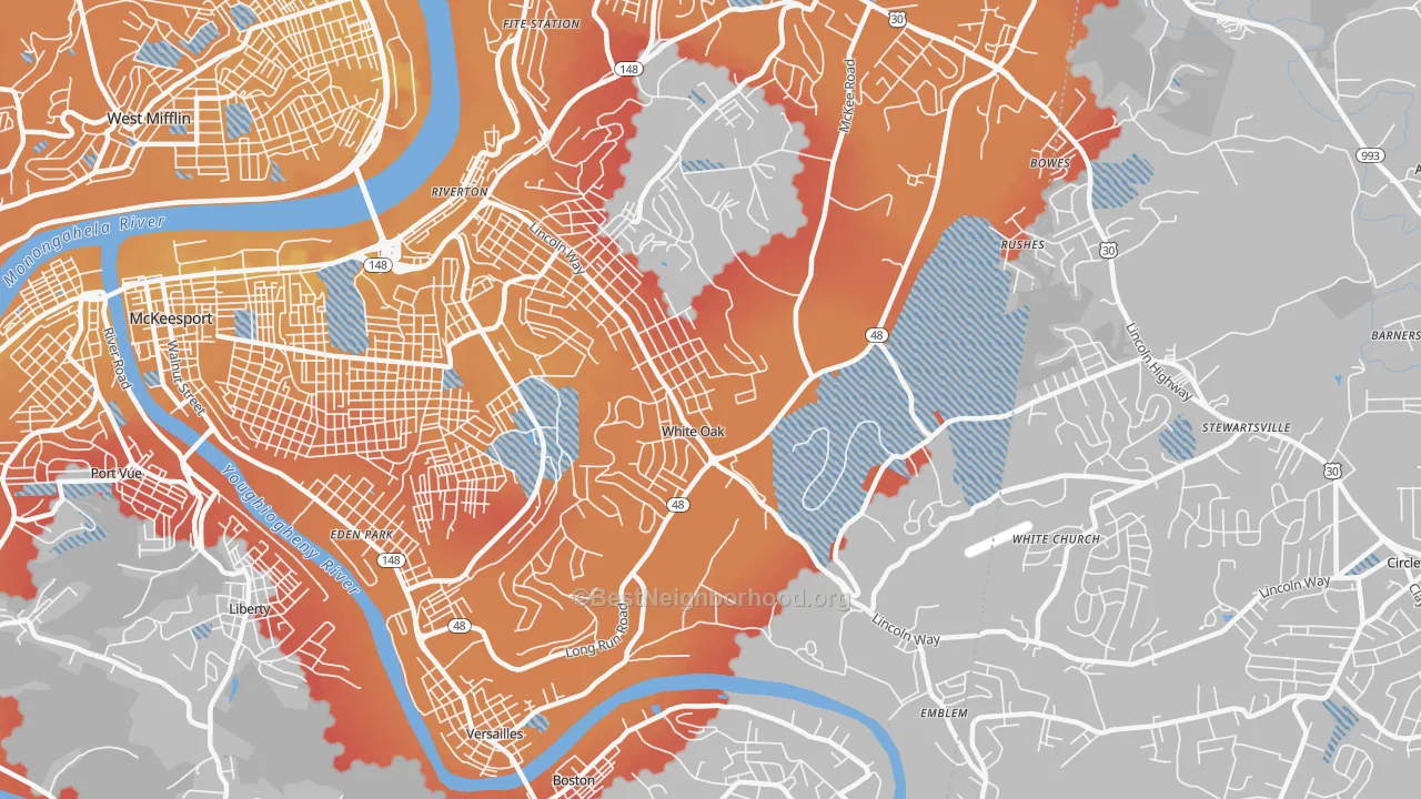 Transit Grade map of 15131, PA