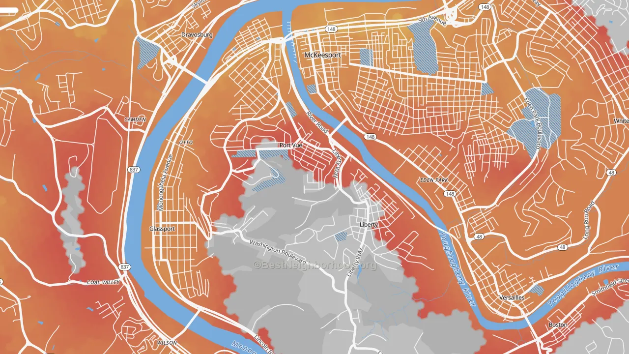 Transit Grade map of 15133, PA