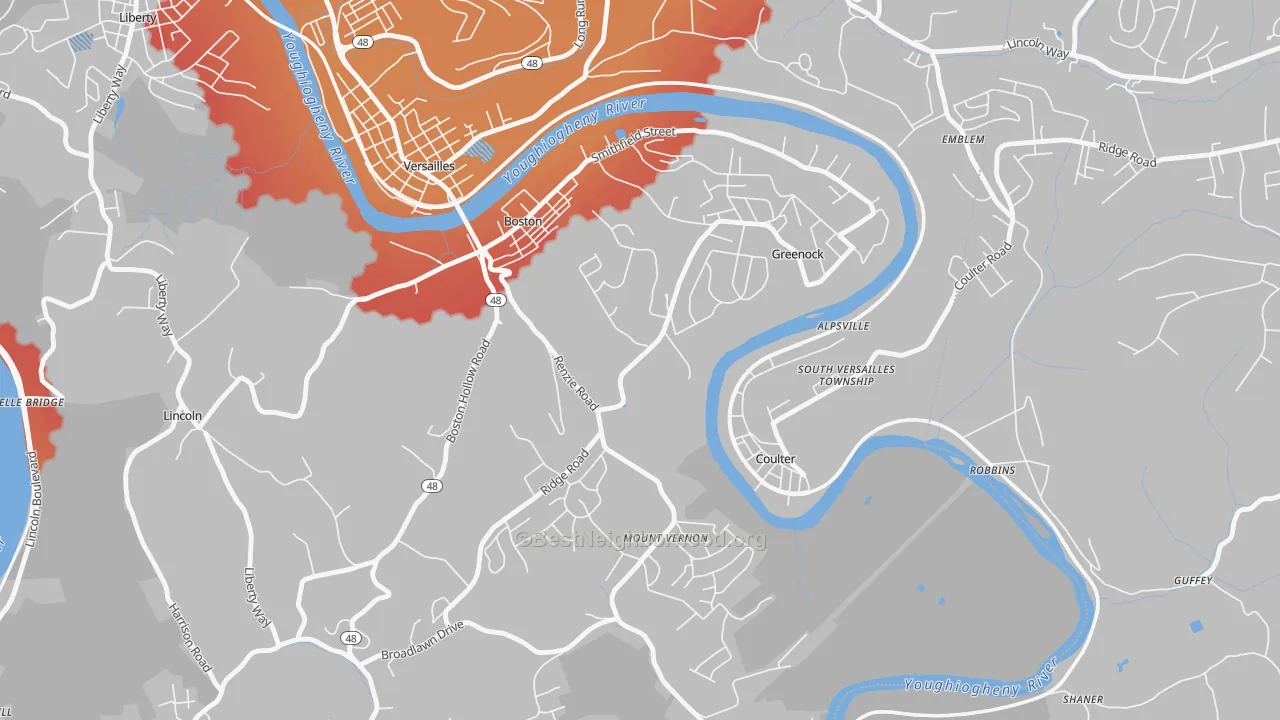 Transit Grade map of 15135, PA