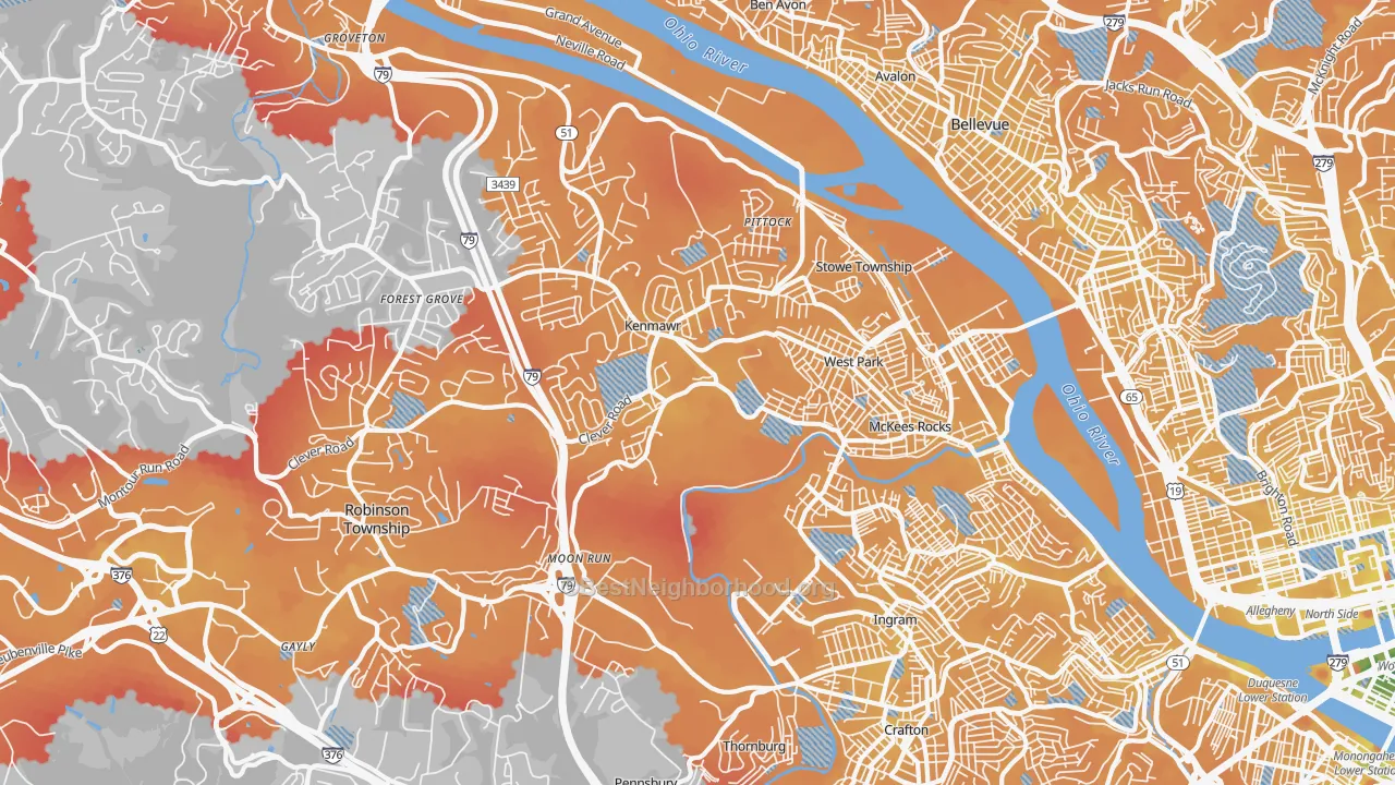 Transit Grade map of 15136, PA