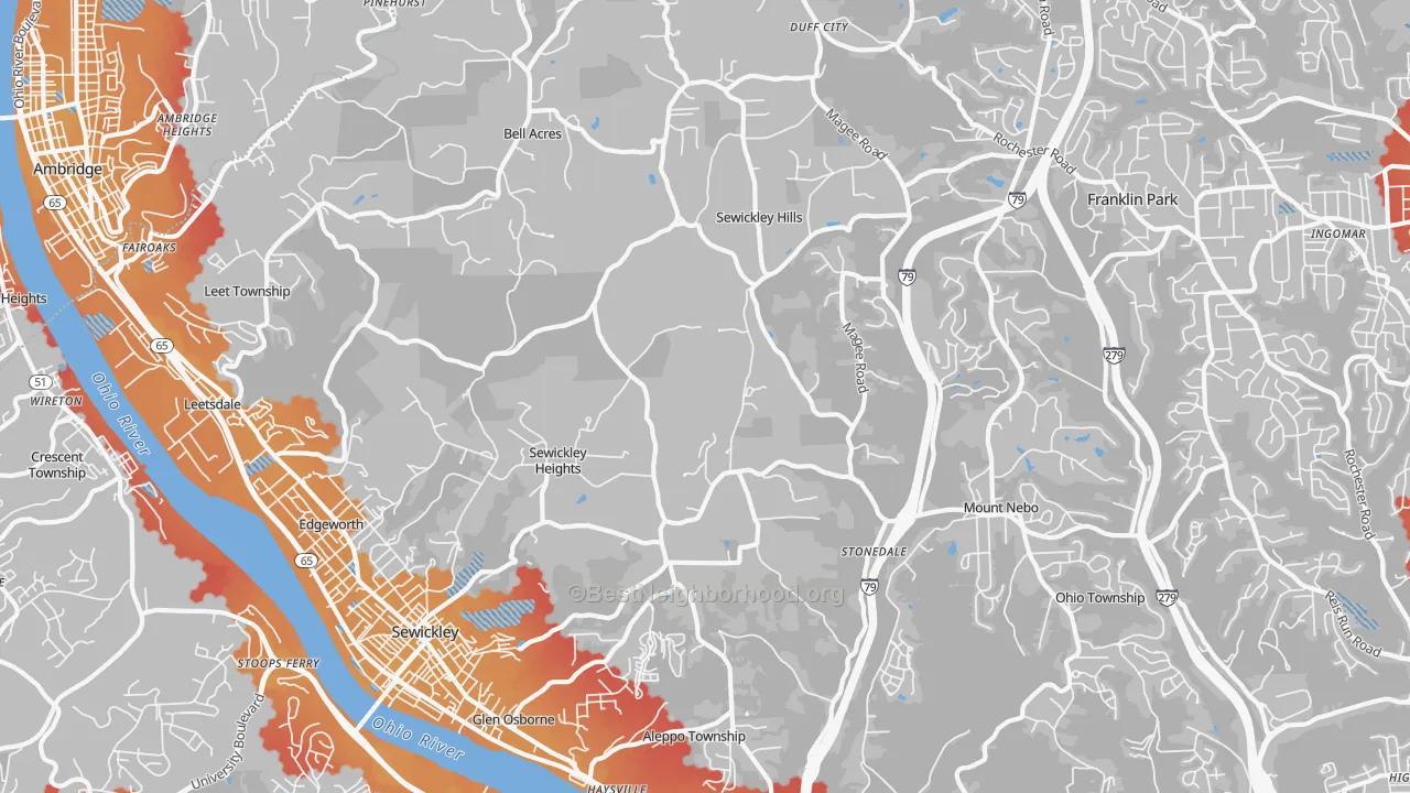 Transit Grade map of 15143, PA