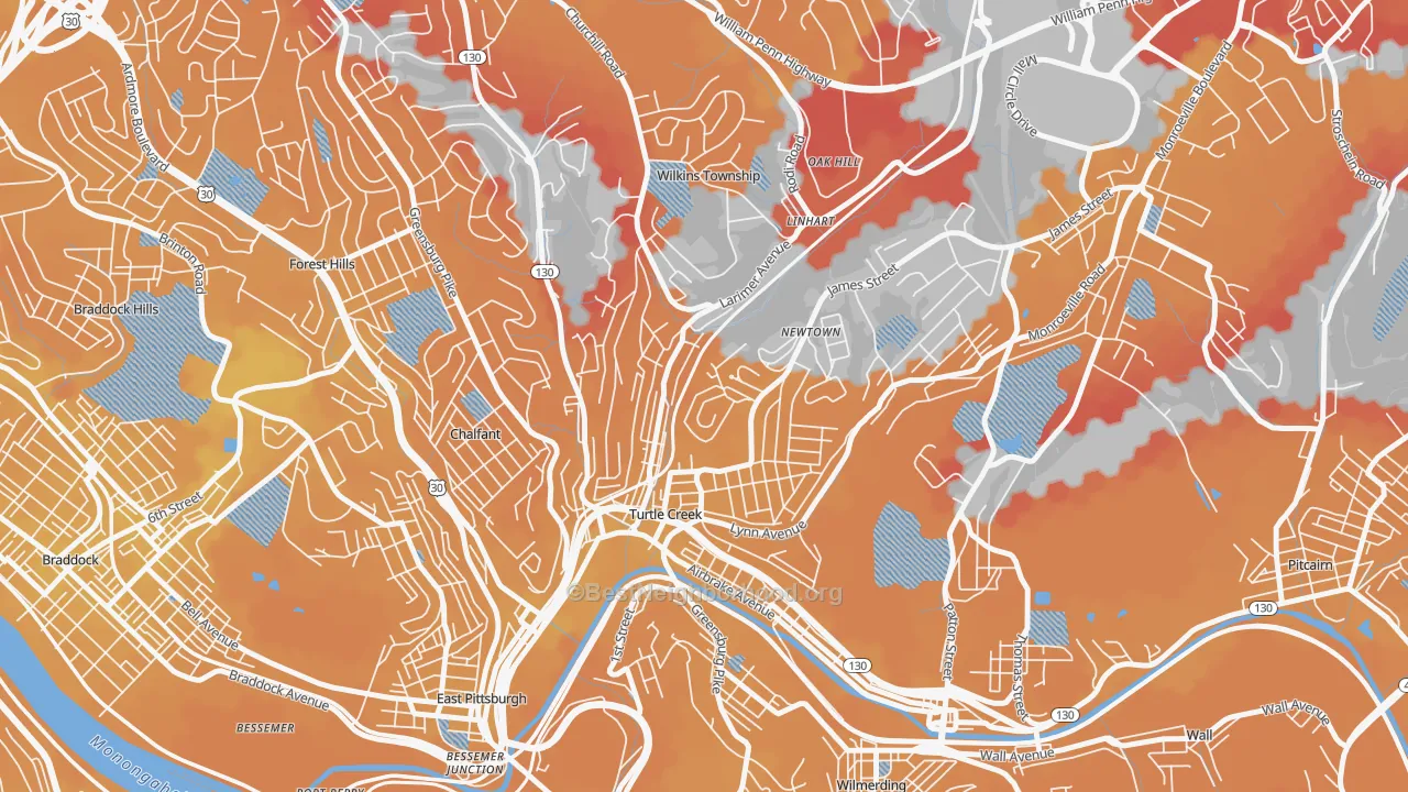 Transit Grade map of 15145, PA