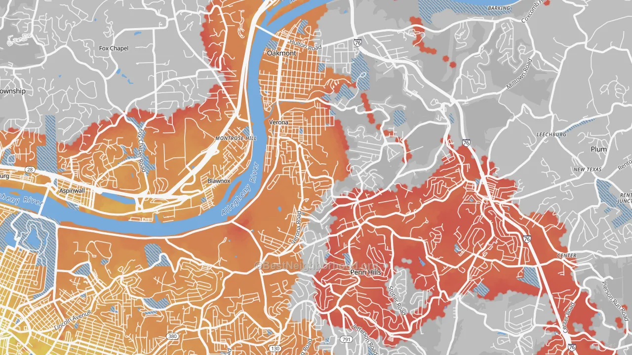 Transit Grade map of 15147, PA