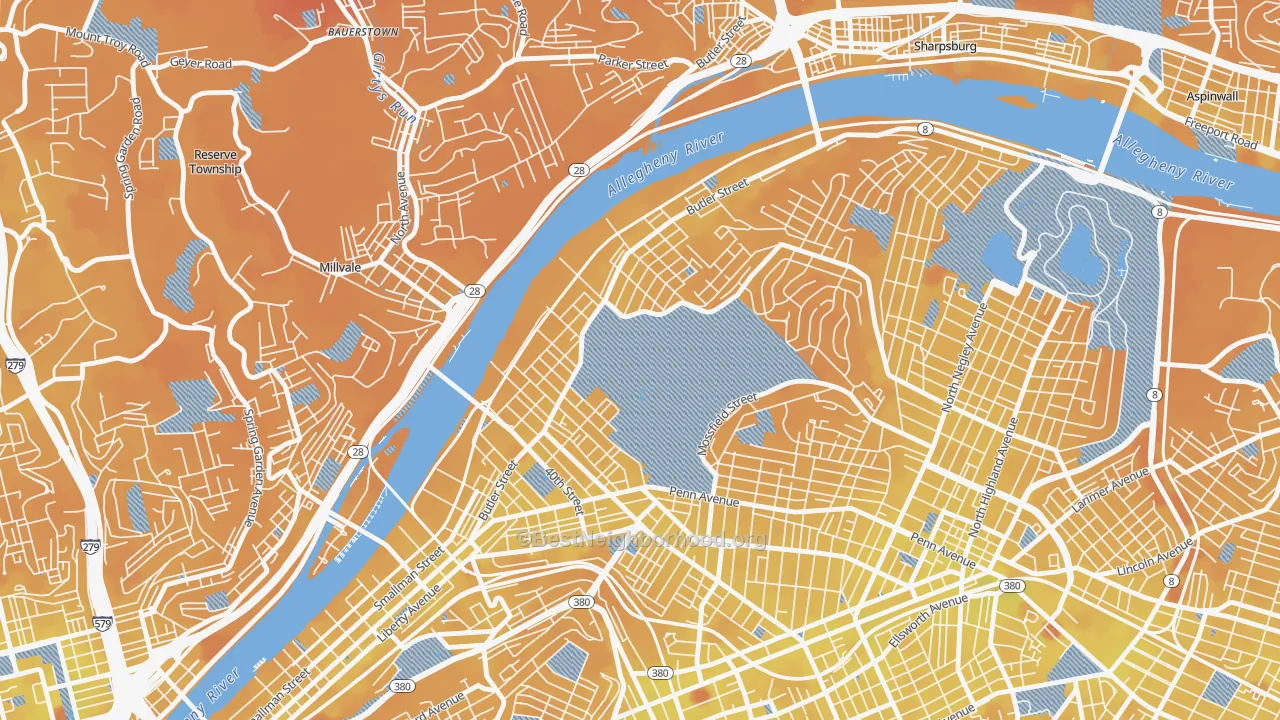 Transit Grade map of 15201, PA