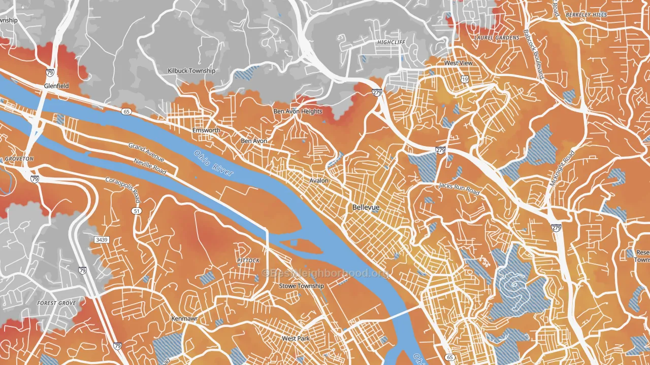 Transit Grade map of 15202, PA