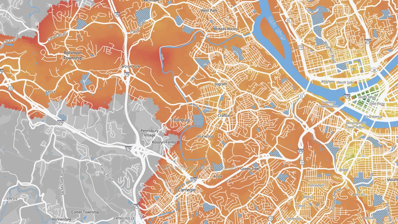 Transit Grade map of 15205, PA