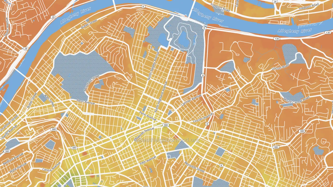 Transit Grade map of 15206, PA