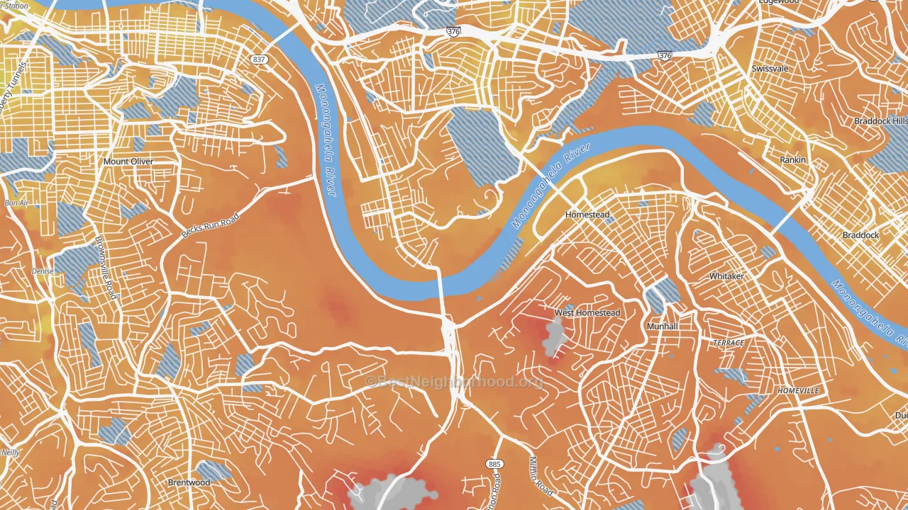 Transit Grade map of 15207, PA