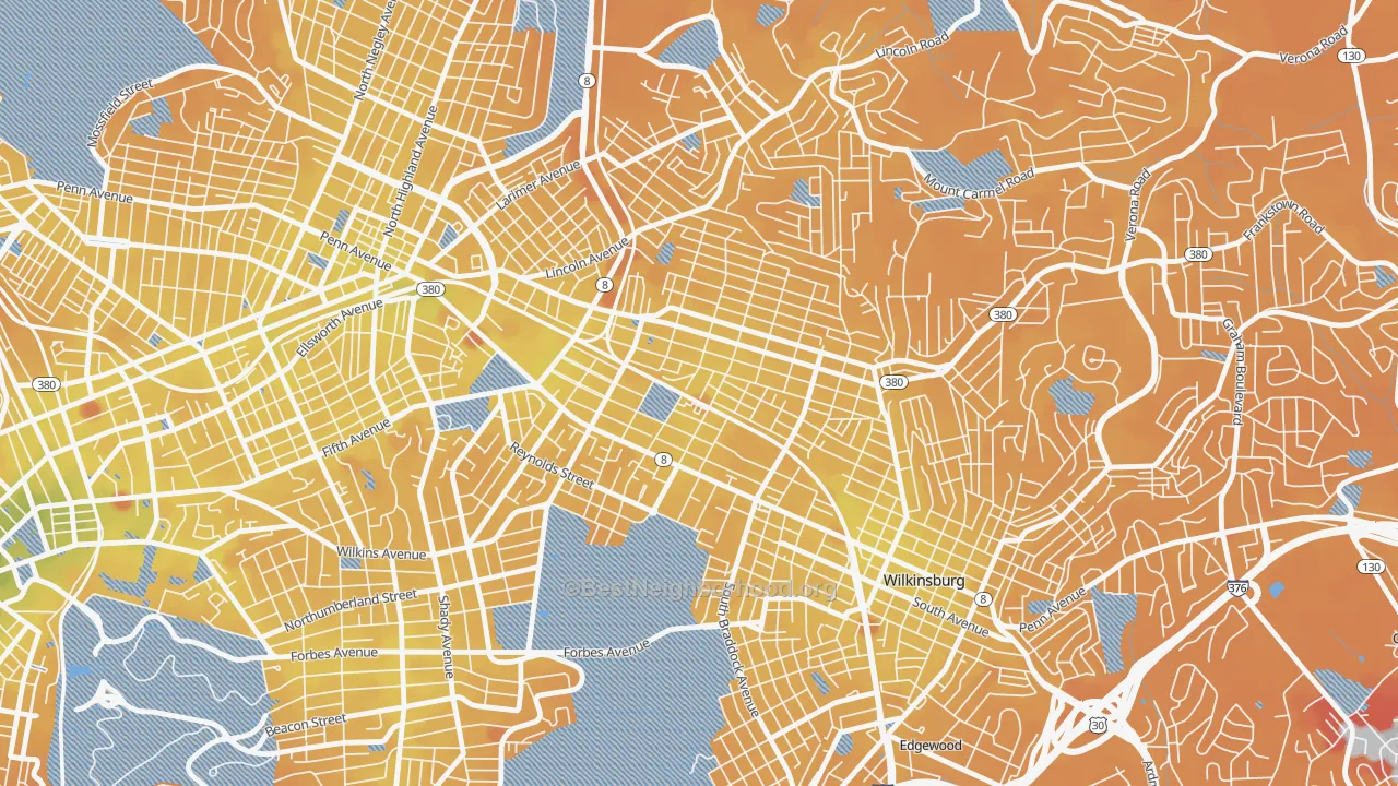 Transit Grade map of 15208, PA