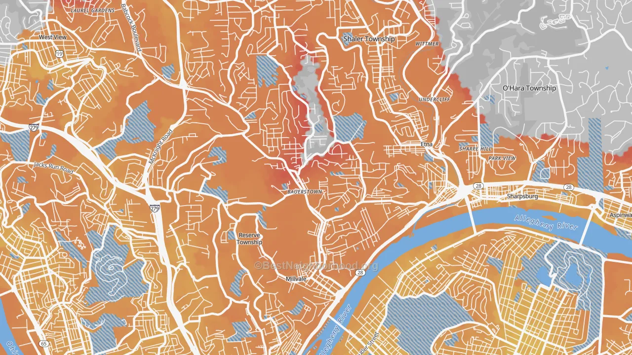 Transit Grade map of 15209, PA