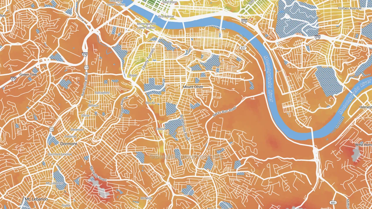 Transit Grade map of 15210, PA