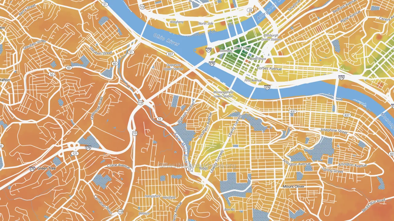 Transit Grade map of 15211, PA