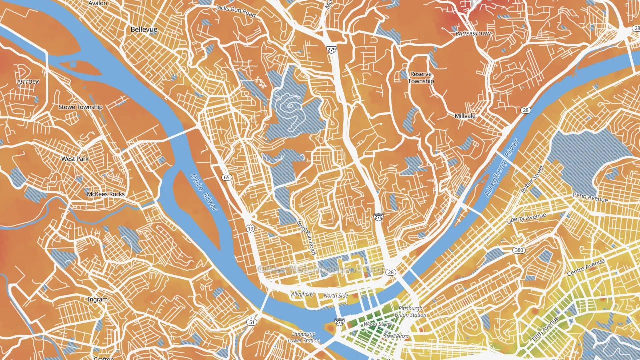 Transit Grade map of 15212, PA