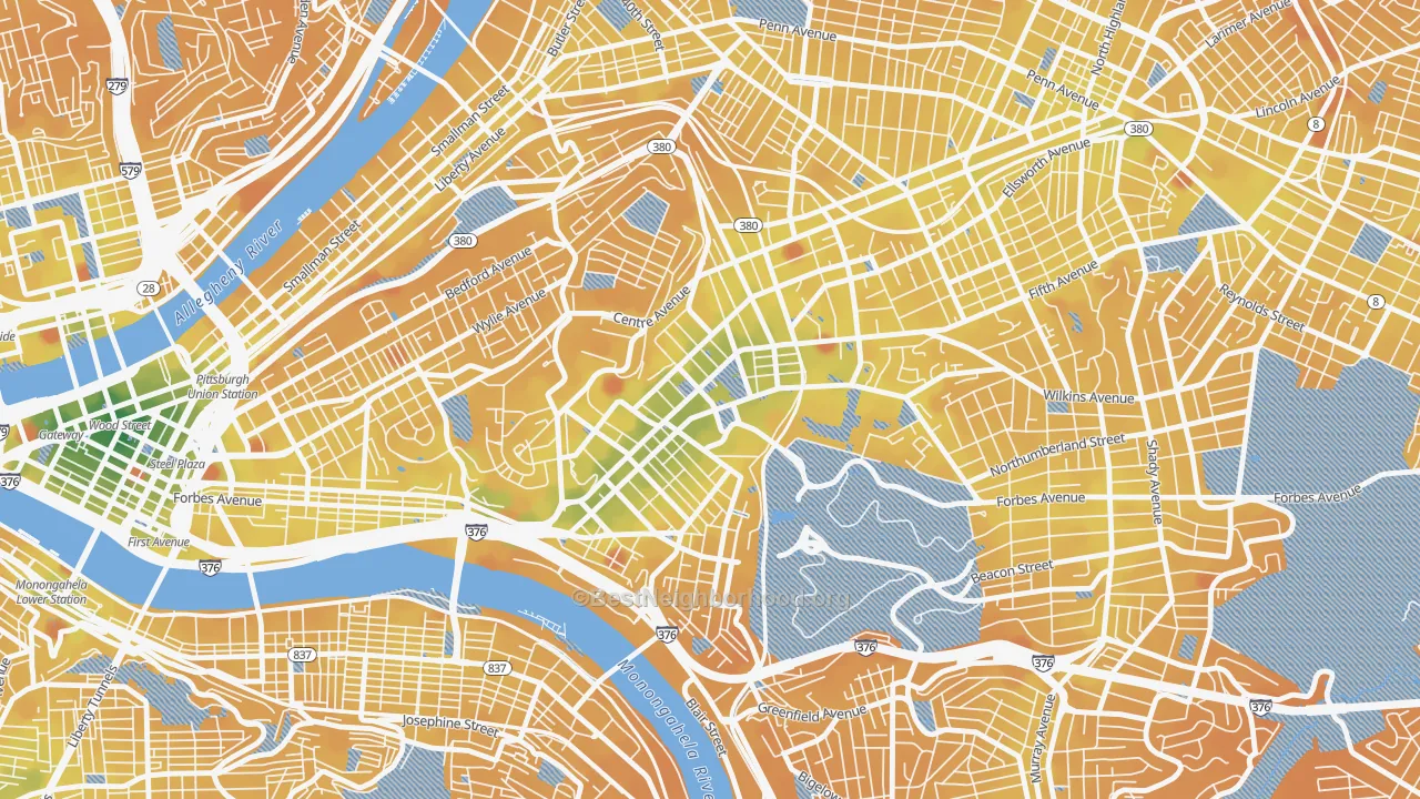 Transit Grade map of 15213, PA