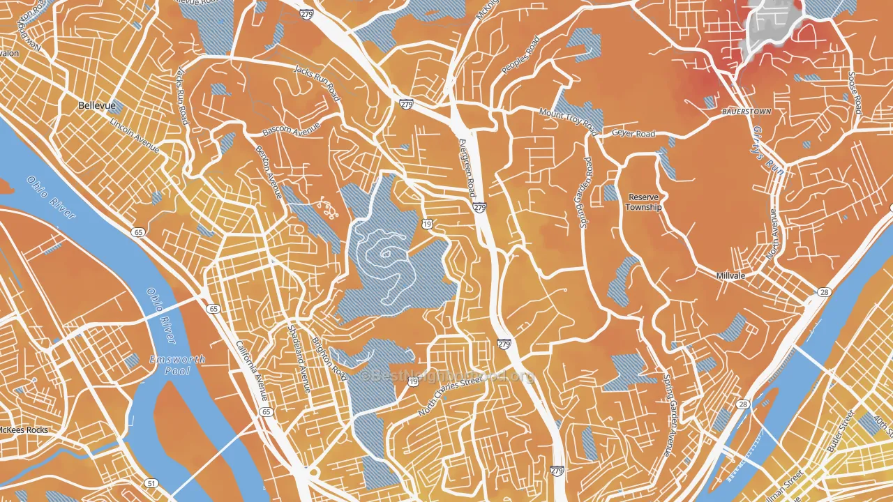 Transit Grade map of 15214, PA