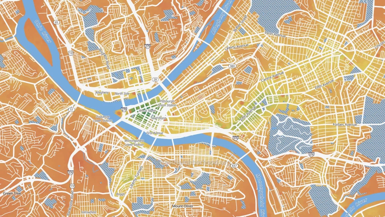 Transit Grade map of 15219, PA