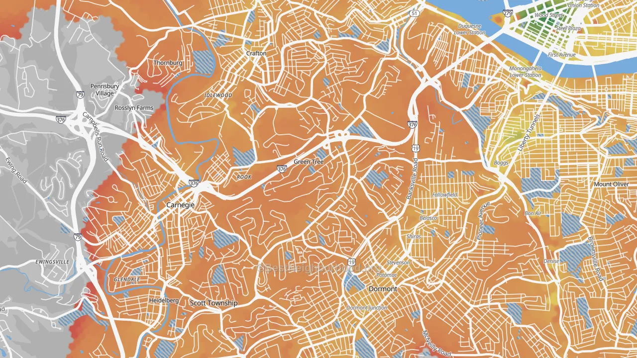 Transit Grade map of 15220, PA